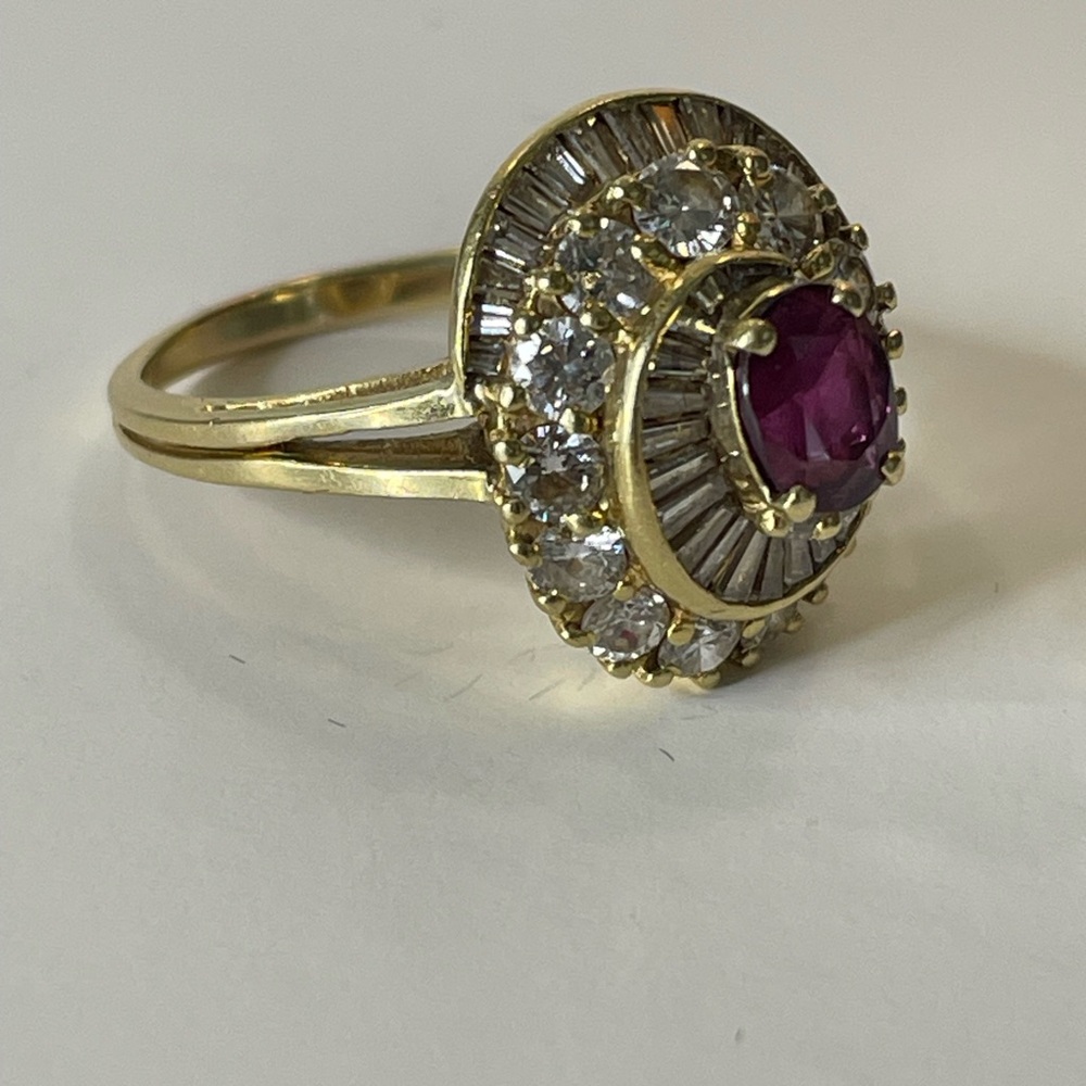 Vintage 14k Gold Cocktail Ring Diamonds Ruby Swirl Estate Appraisal $4,995 Sz 9 - Picture 8 of 16